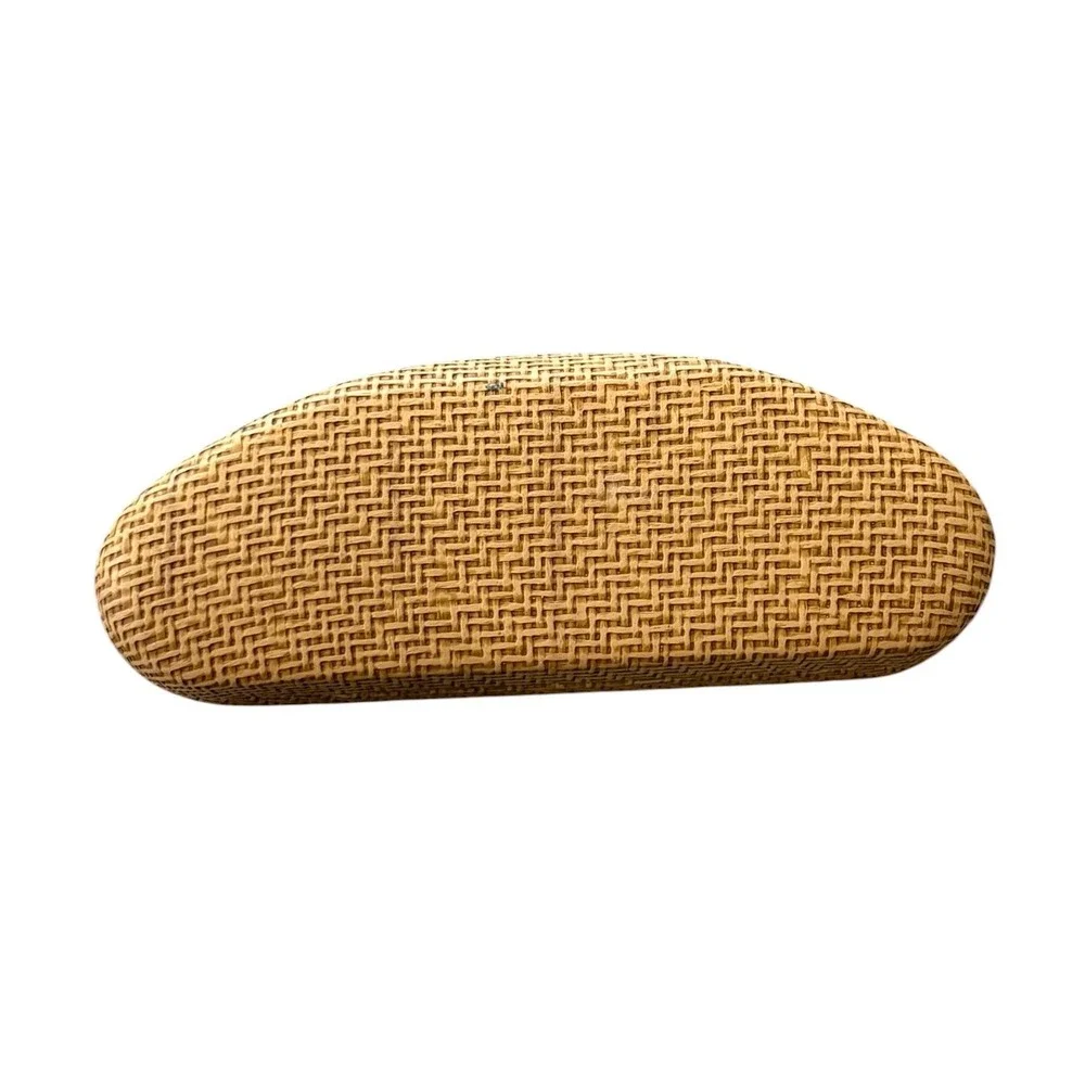 Maui‎ Jim Sunglasses Case Tan Woven Wicker Seagrass Hard Shell Clamshell Brown